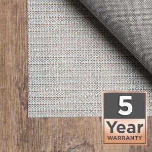 Gray woven rug pad with 5-year warranty